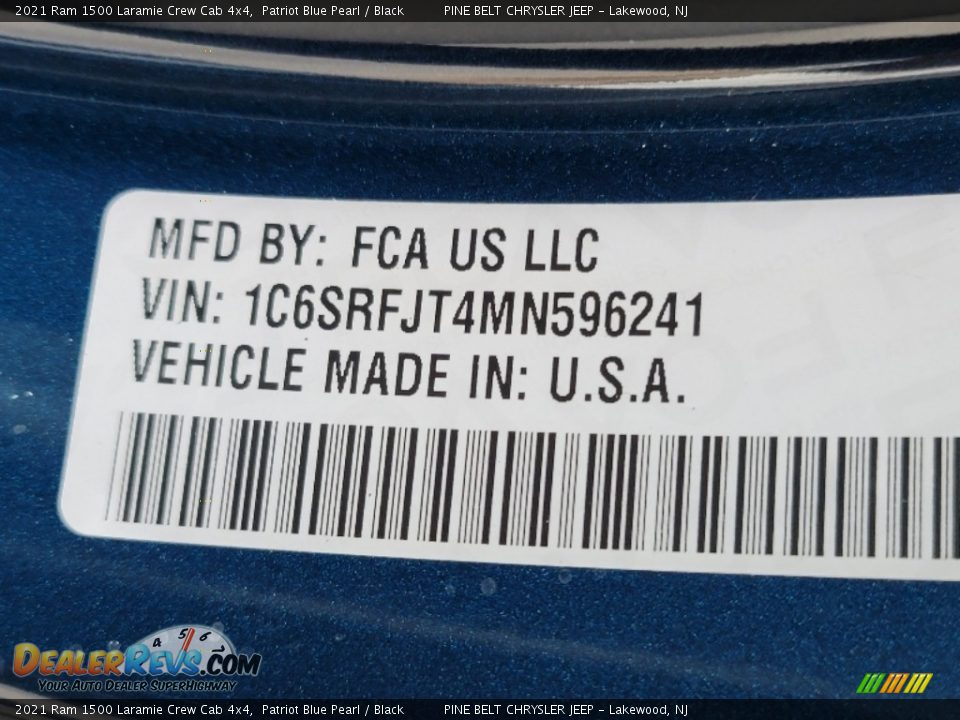 2021 Ram 1500 Laramie Crew Cab 4x4 Patriot Blue Pearl / Black Photo #14