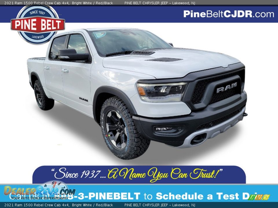 2021 Ram 1500 Rebel Crew Cab 4x4 Bright White / Red/Black Photo #1