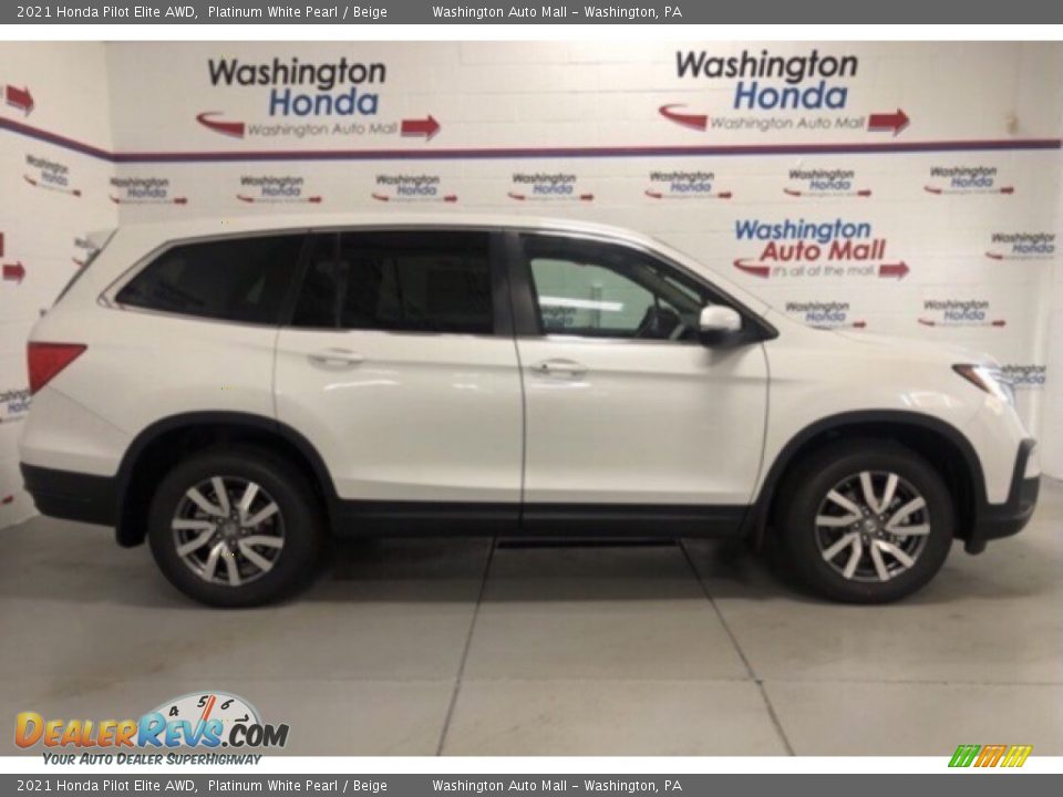 2021 Honda Pilot Elite AWD Platinum White Pearl / Beige Photo #1