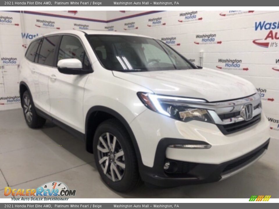 2021 Honda Pilot Elite AWD Platinum White Pearl / Beige Photo #2