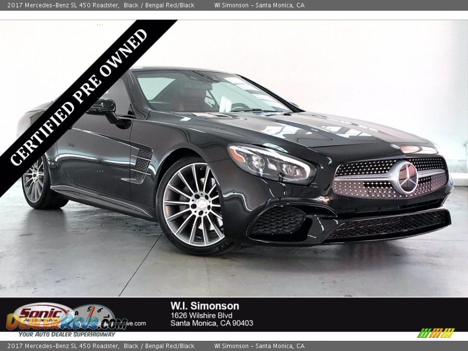 2017 Mercedes-Benz SL 450 Roadster Black / Bengal Red/Black Photo #1