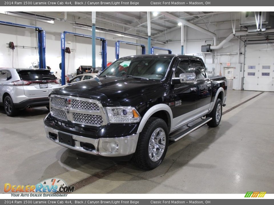 2014 Ram 1500 Laramie Crew Cab 4x4 Black / Canyon Brown/Light Frost Beige Photo #1