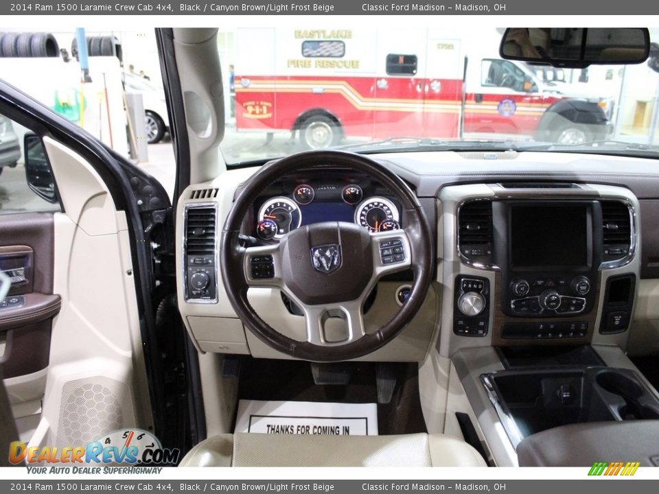 2014 Ram 1500 Laramie Crew Cab 4x4 Black / Canyon Brown/Light Frost Beige Photo #9