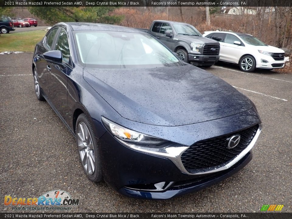 2021 Mazda Mazda3 Preferred Sedan AWD Deep Crystal Blue Mica / Black Photo #3