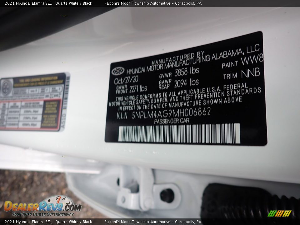 2021 Hyundai Elantra SEL Quartz White / Black Photo #11