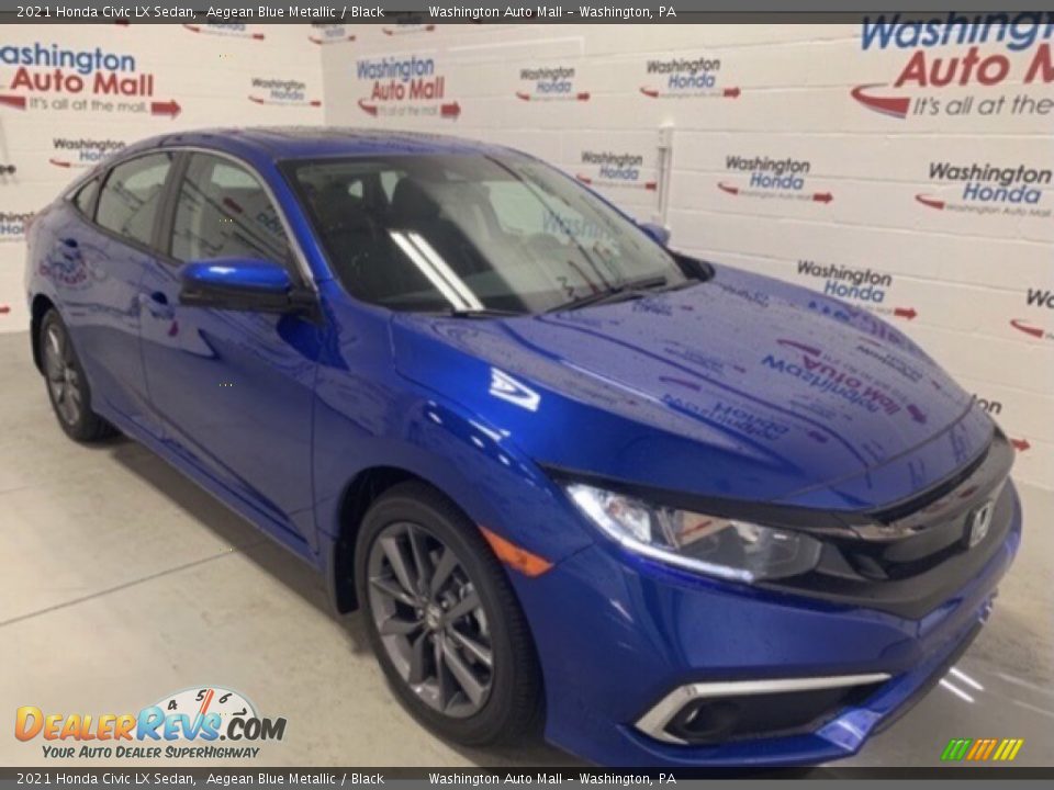 2021 Honda Civic LX Sedan Aegean Blue Metallic / Black Photo #2