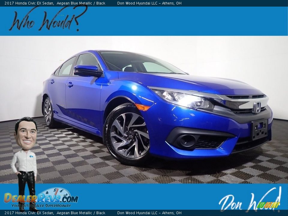 2017 Honda Civic EX Sedan Aegean Blue Metallic / Black Photo #1