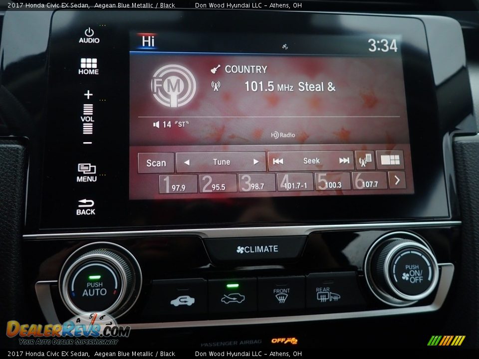 2017 Honda Civic EX Sedan Aegean Blue Metallic / Black Photo #27