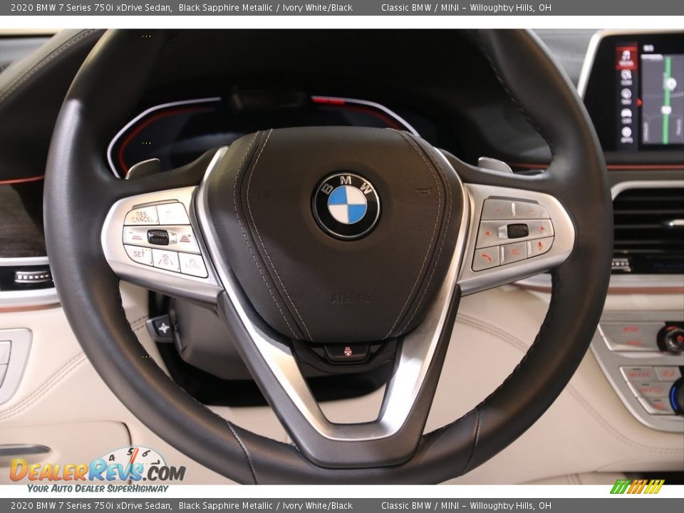 2020 BMW 7 Series 750i xDrive Sedan Black Sapphire Metallic / Ivory White/Black Photo #8
