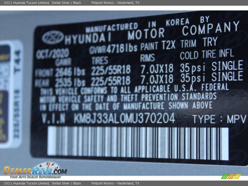 2021 Hyundai Tucson Limited Stellar Silver / Black Photo #25