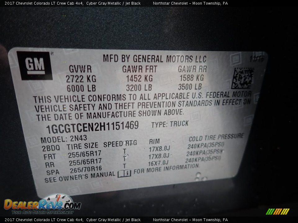 2017 Chevrolet Colorado LT Crew Cab 4x4 Cyber Gray Metallic / Jet Black Photo #28