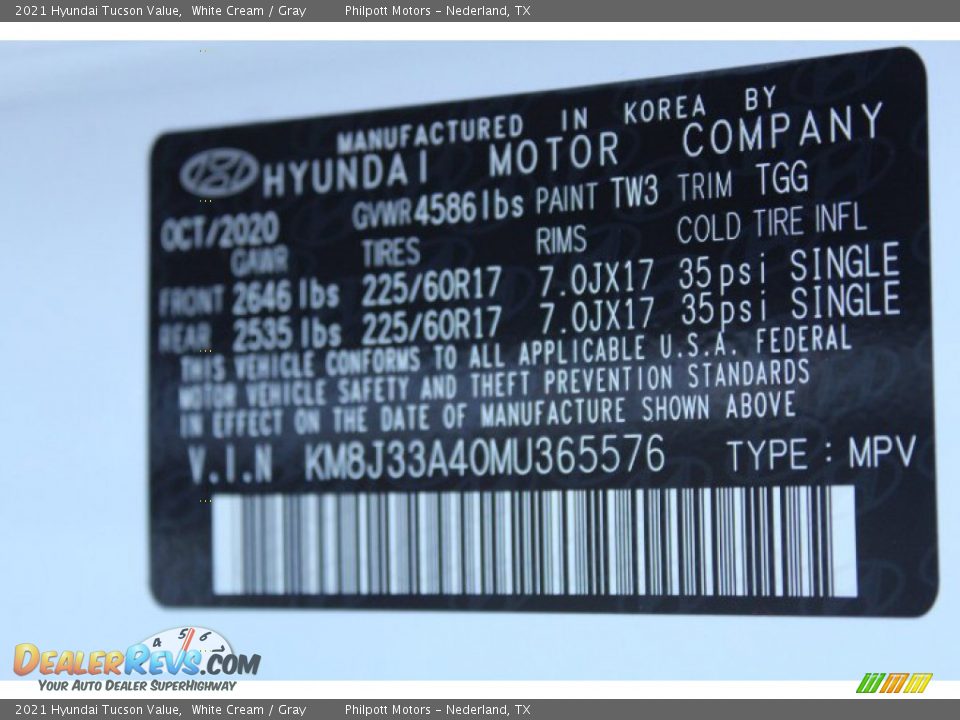 2021 Hyundai Tucson Value White Cream / Gray Photo #24