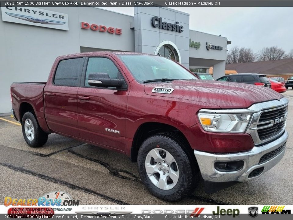 2021 Ram 1500 Big Horn Crew Cab 4x4 Delmonico Red Pearl / Diesel Gray/Black Photo #1