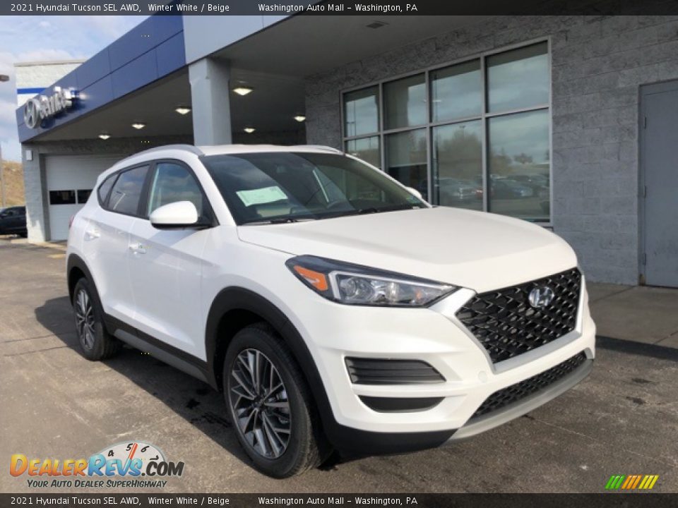 2021 Hyundai Tucson SEL AWD Winter White / Beige Photo #1