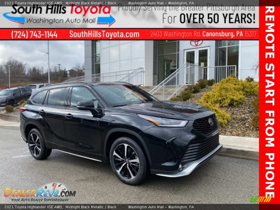 2021 Toyota Highlander XSE AWD Midnight Black Metallic / Black Photo #1