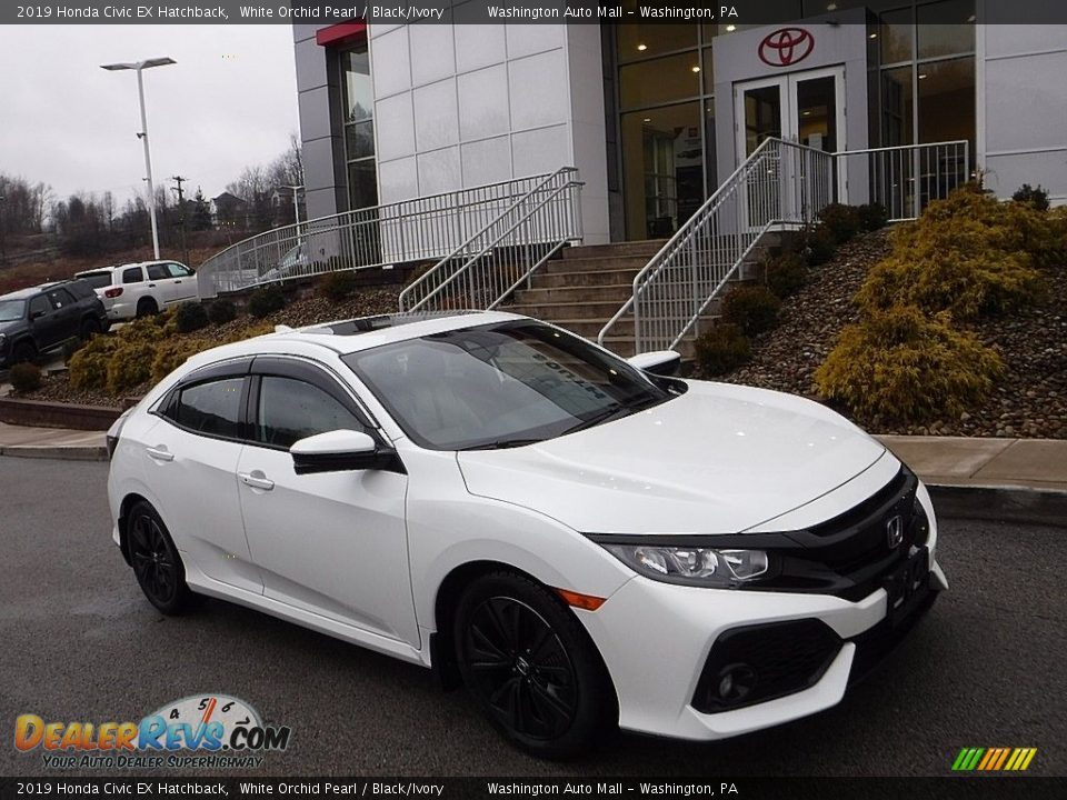 2019 Honda Civic EX Hatchback White Orchid Pearl / Black/Ivory Photo #1