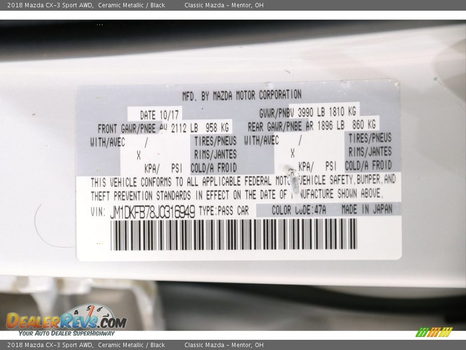 2018 Mazda CX-3 Sport AWD Ceramic Metallic / Black Photo #19