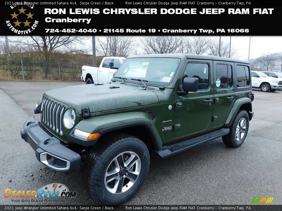 2021 Jeep Wrangler Unlimited Sahara 4x4 Sarge Green / Black Photo #1