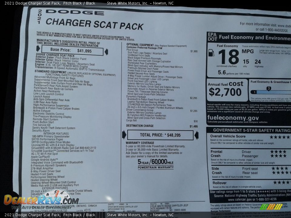 2021 Dodge Charger Scat Pack Window Sticker Photo #28