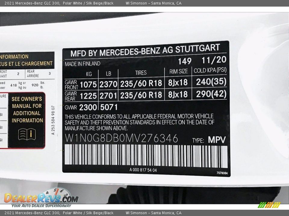 2021 Mercedes-Benz GLC 300 Polar White / Silk Beige/Black Photo #11