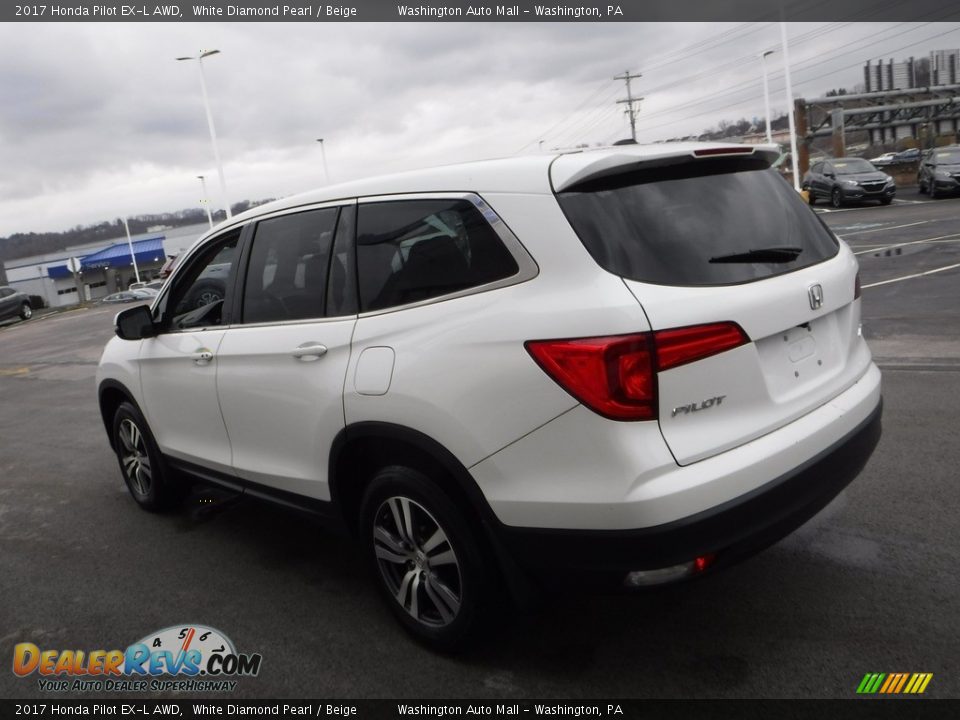 2017 Honda Pilot EX-L AWD White Diamond Pearl / Beige Photo #6