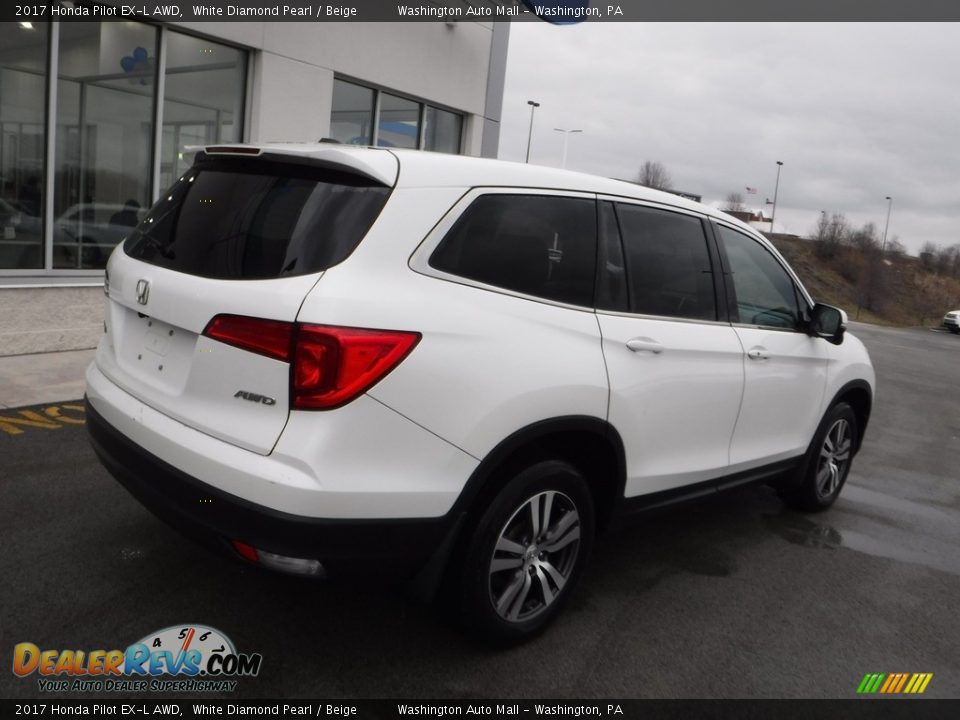 2017 Honda Pilot EX-L AWD White Diamond Pearl / Beige Photo #7