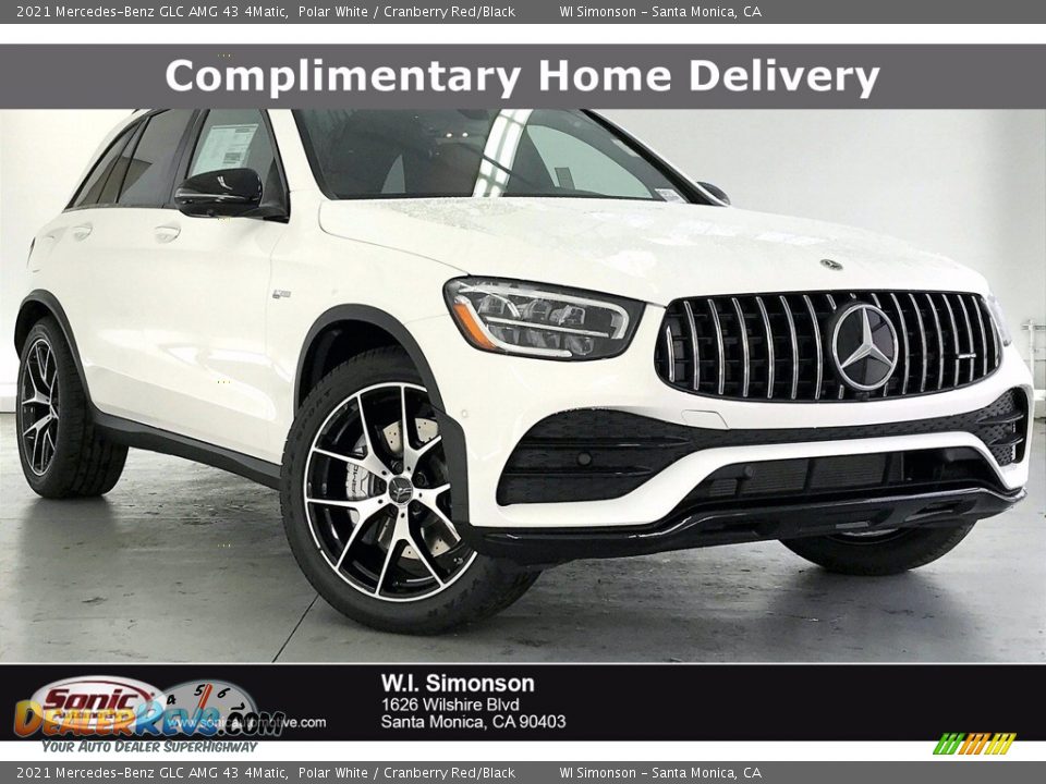 2021 Mercedes-Benz GLC AMG 43 4Matic Polar White / Cranberry Red/Black Photo #1