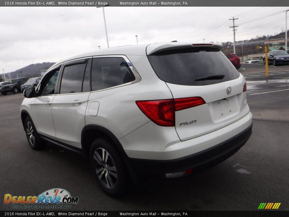 2016 Honda Pilot EX-L AWD White Diamond Pearl / Beige Photo #7