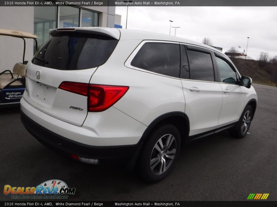 2016 Honda Pilot EX-L AWD White Diamond Pearl / Beige Photo #8