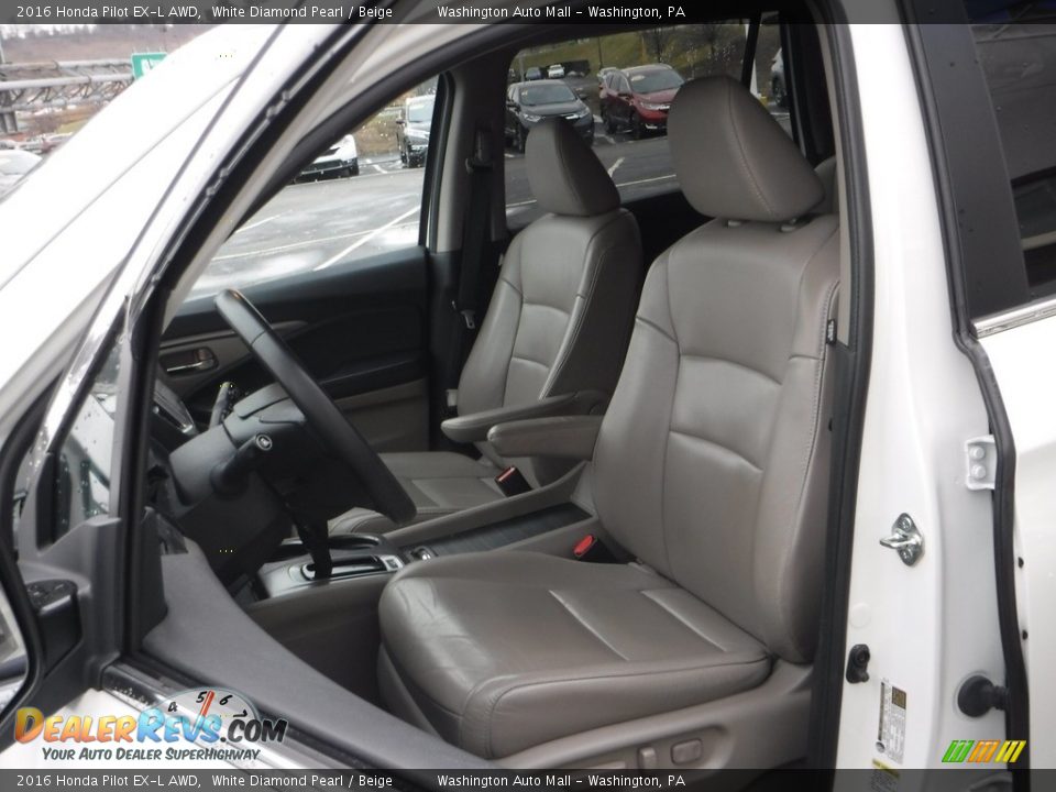 2016 Honda Pilot EX-L AWD White Diamond Pearl / Beige Photo #14