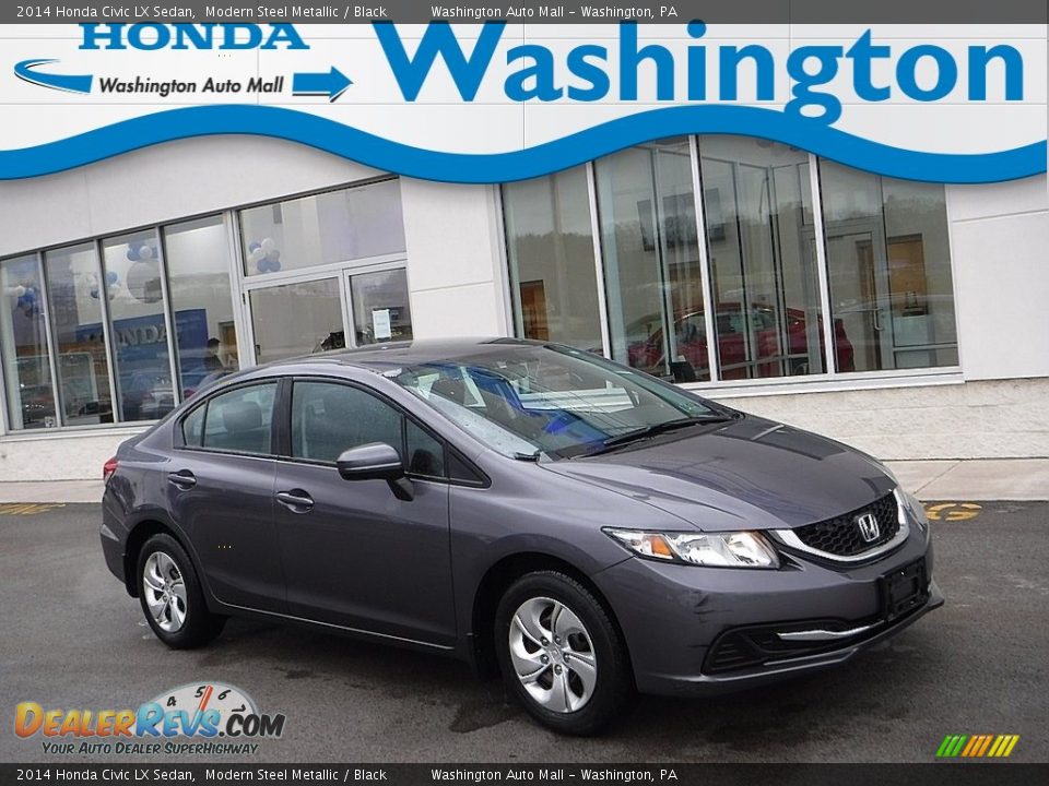 2014 Honda Civic LX Sedan Modern Steel Metallic / Black Photo #1