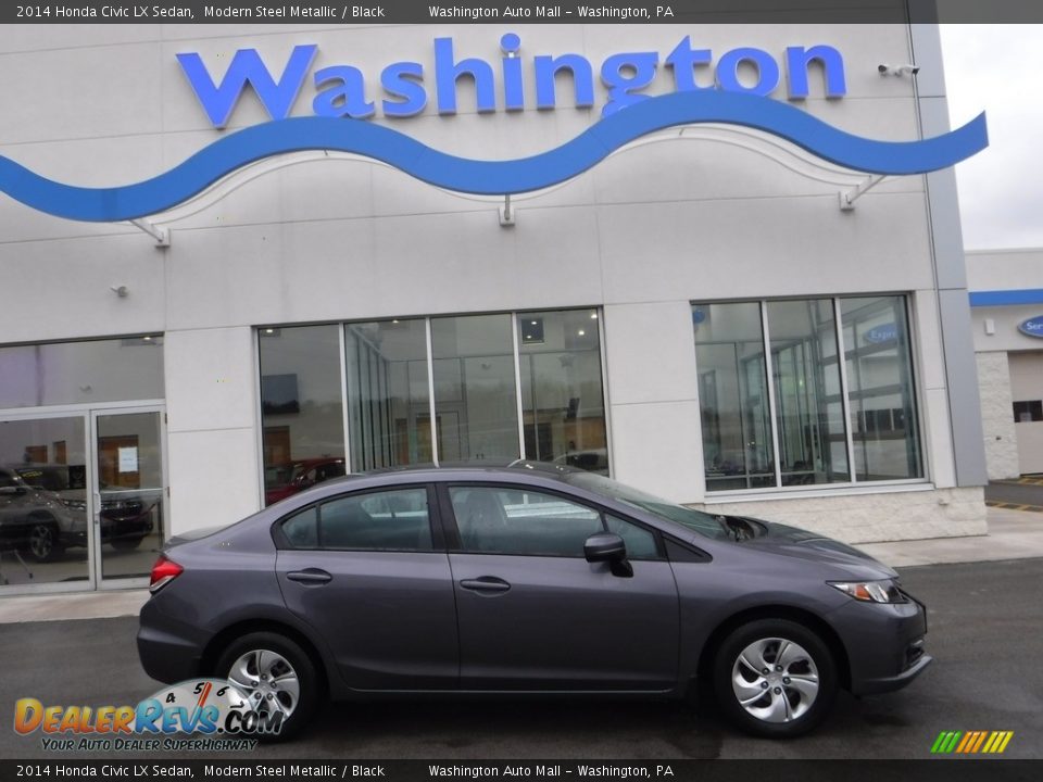 2014 Honda Civic LX Sedan Modern Steel Metallic / Black Photo #2