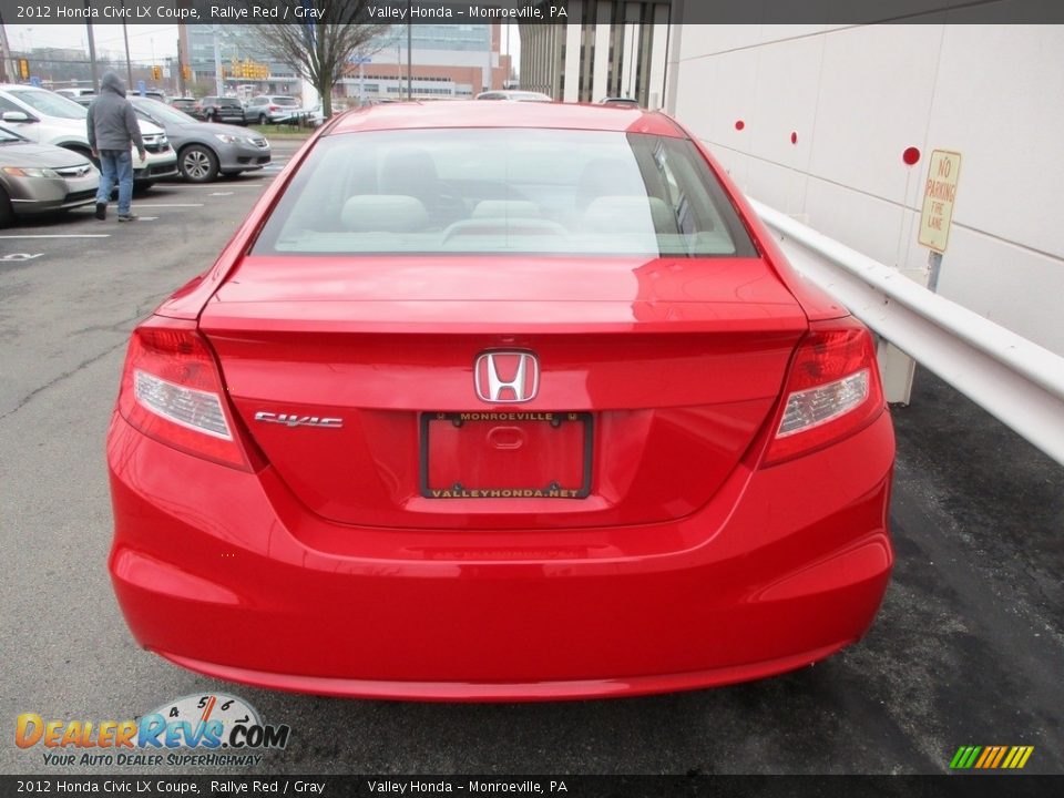 2012 Honda Civic LX Coupe Rallye Red / Gray Photo #4