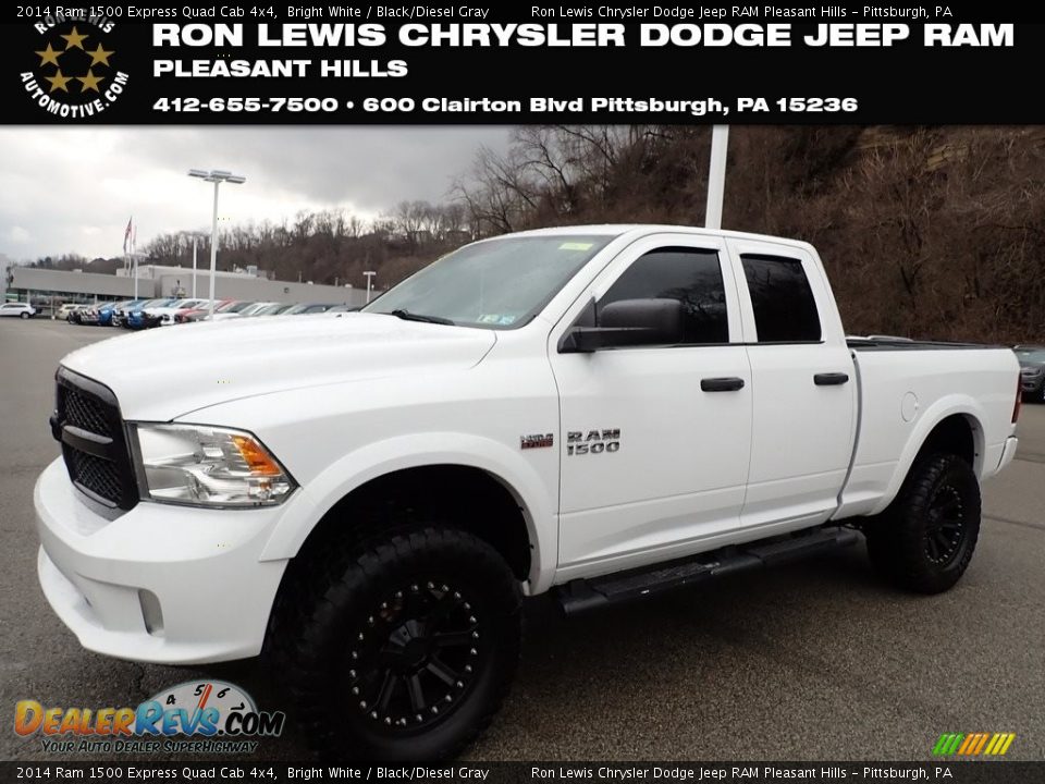 2014 Ram 1500 Express Quad Cab 4x4 Bright White / Black/Diesel Gray Photo #1