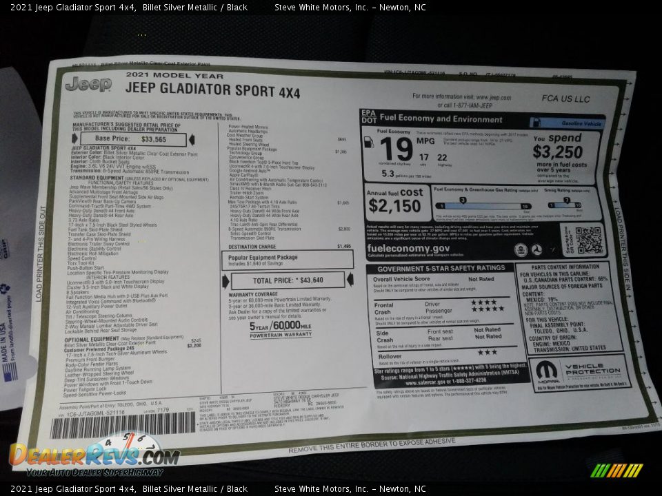 2021 Jeep Gladiator Sport 4x4 Billet Silver Metallic / Black Photo #18