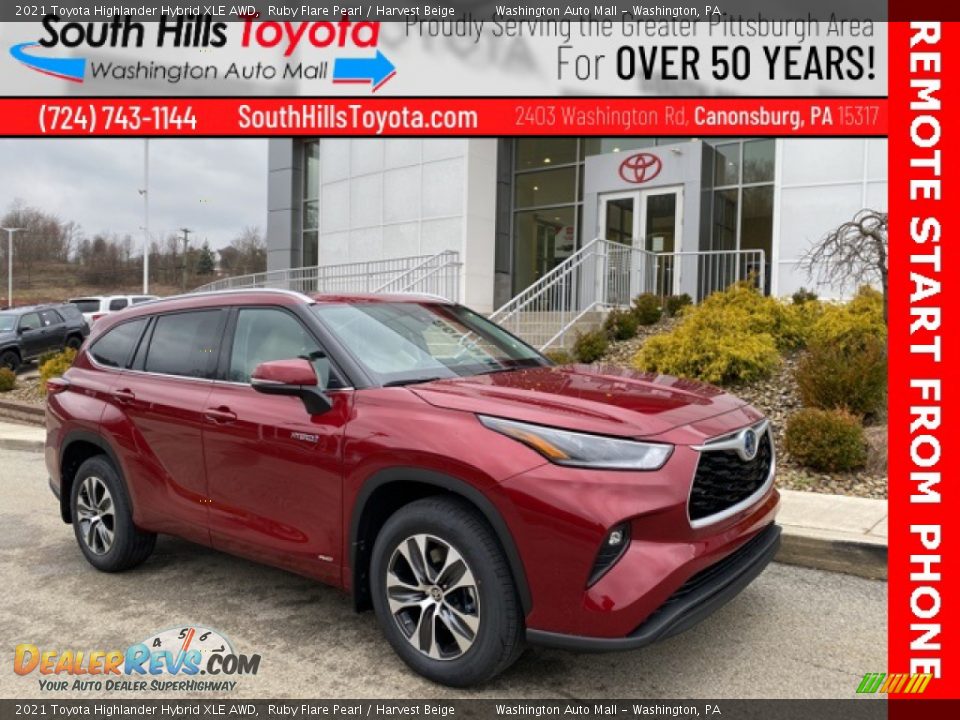 2021 Toyota Highlander Hybrid XLE AWD Ruby Flare Pearl / Harvest Beige Photo #1