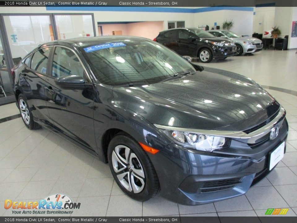 2018 Honda Civic LX Sedan Cosmic Blue Metallic / Gray Photo #3