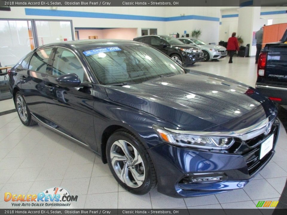 2018 Honda Accord EX-L Sedan Obsidian Blue Pearl / Gray Photo #3