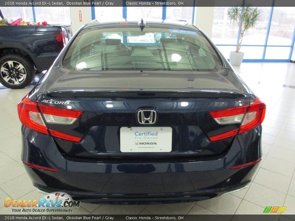 2018 Honda Accord EX-L Sedan Obsidian Blue Pearl / Gray Photo #8