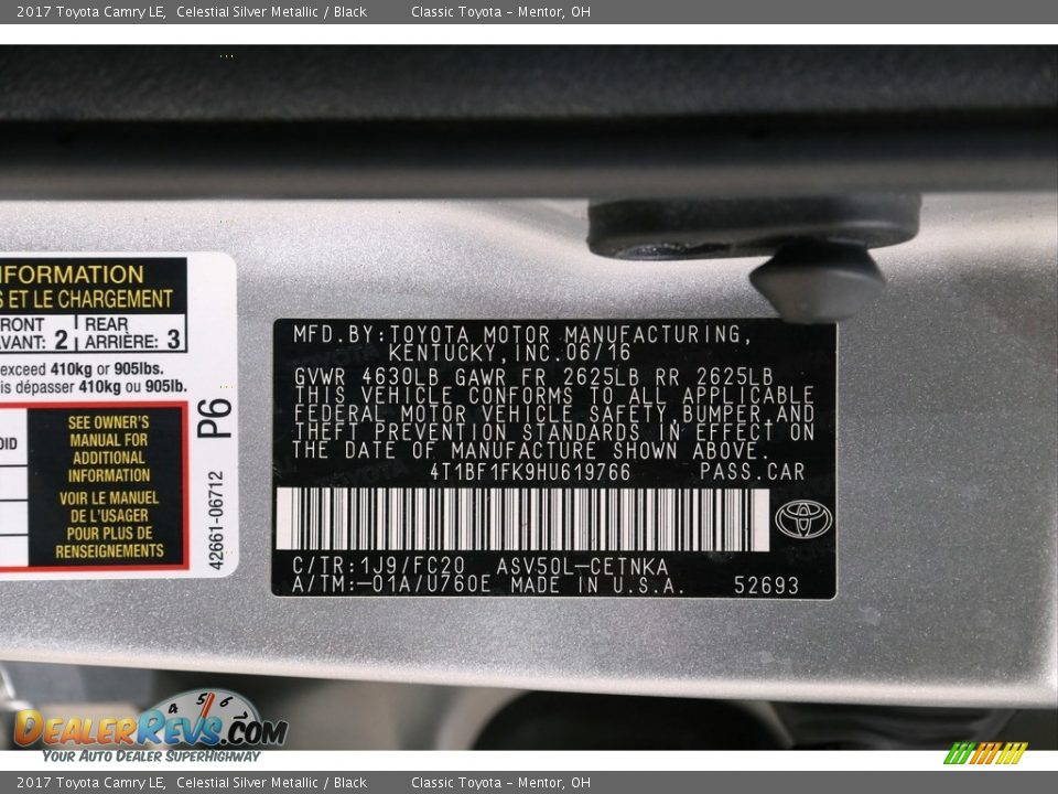 2017 Toyota Camry LE Celestial Silver Metallic / Black Photo #19