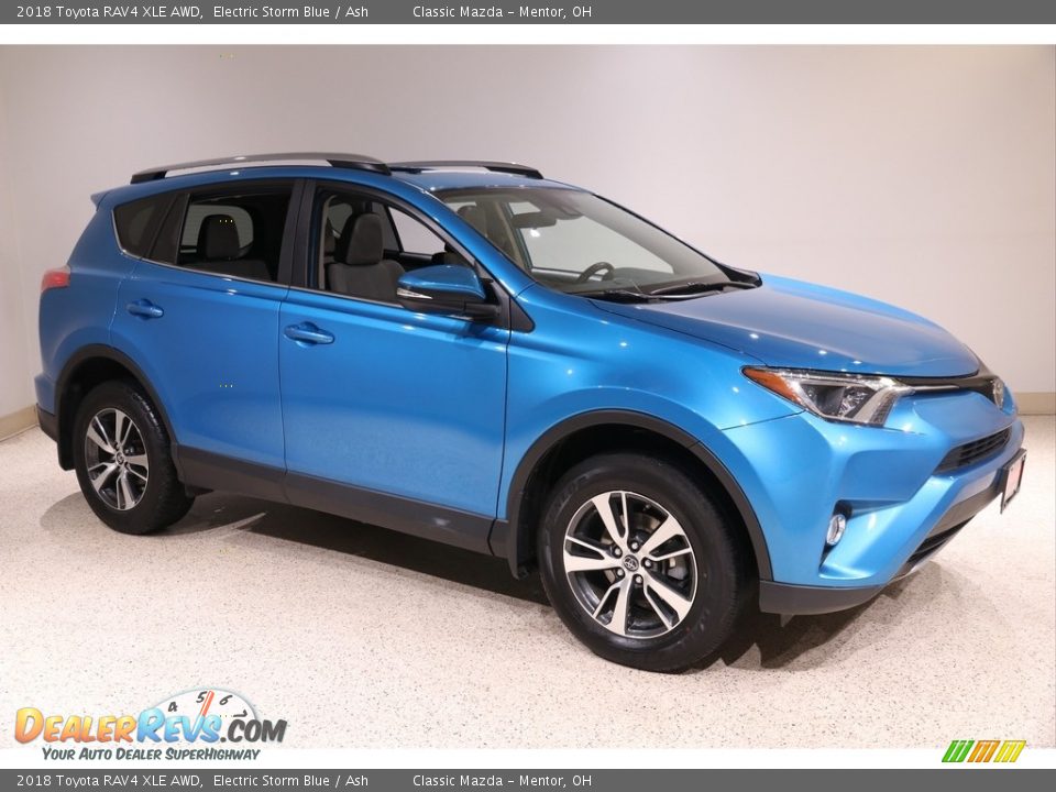 2018 Toyota RAV4 XLE AWD Electric Storm Blue / Ash Photo #1