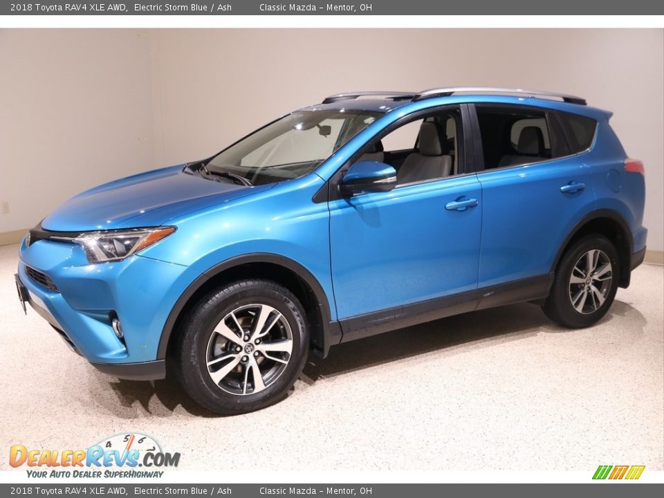 2018 Toyota RAV4 XLE AWD Electric Storm Blue / Ash Photo #3