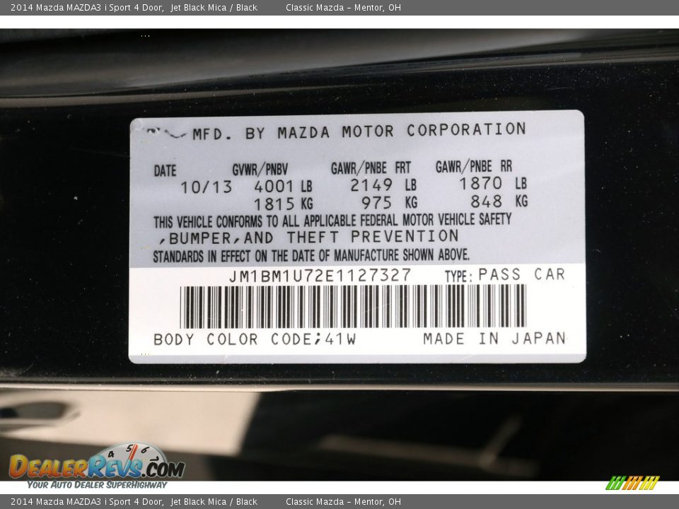 2014 Mazda MAZDA3 i Sport 4 Door Jet Black Mica / Black Photo #18
