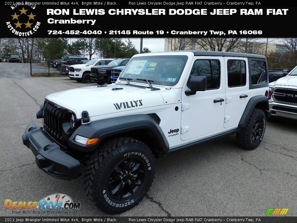 2021 Jeep Wrangler Unlimited Willys 4x4 Bright White / Black Photo #1