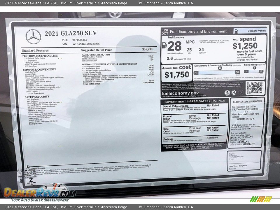 2021 Mercedes-Benz GLA 250 Iridium Silver Metallic / Macchiato Beige Photo #10