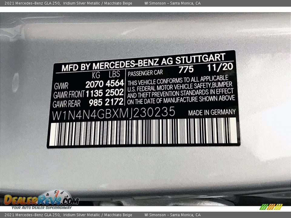 2021 Mercedes-Benz GLA 250 Iridium Silver Metallic / Macchiato Beige Photo #11