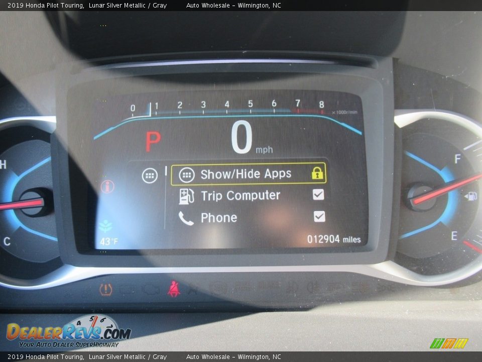 2019 Honda Pilot Touring Lunar Silver Metallic / Gray Photo #15