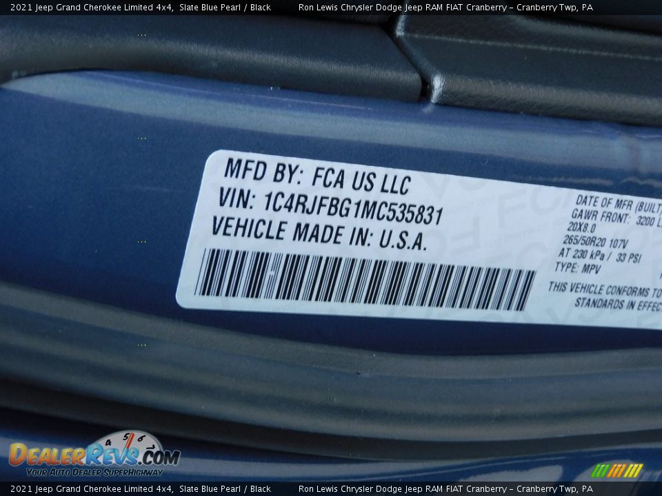 2021 Jeep Grand Cherokee Limited 4x4 Slate Blue Pearl / Black Photo #20