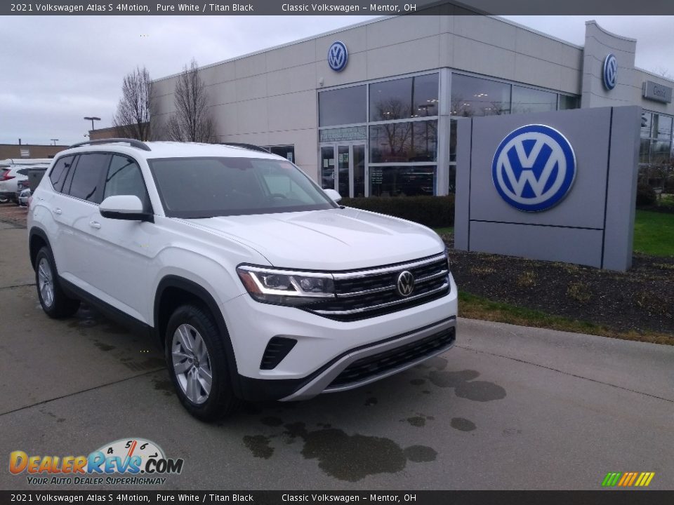 2021 Volkswagen Atlas S 4Motion Pure White / Titan Black Photo #1