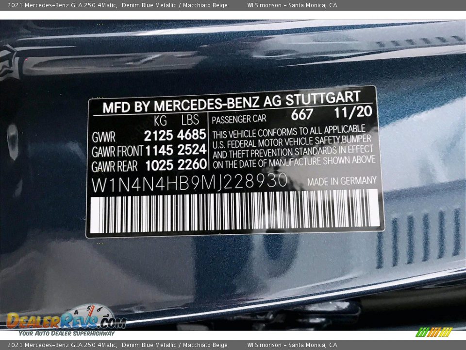 2021 Mercedes-Benz GLA 250 4Matic Denim Blue Metallic / Macchiato Beige Photo #11